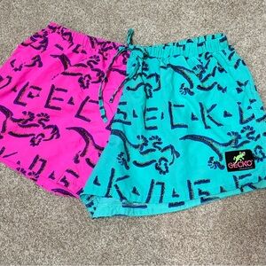 Gecko Hawaii Pink and Green Beach Runner Shorts
XXL Unisex 1988 pattern